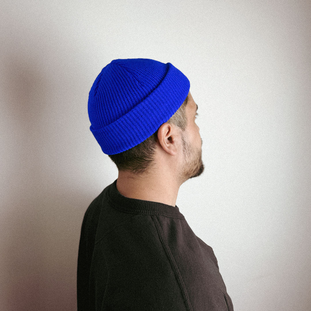 Beanie Pescador Acanalado Medio – Azul